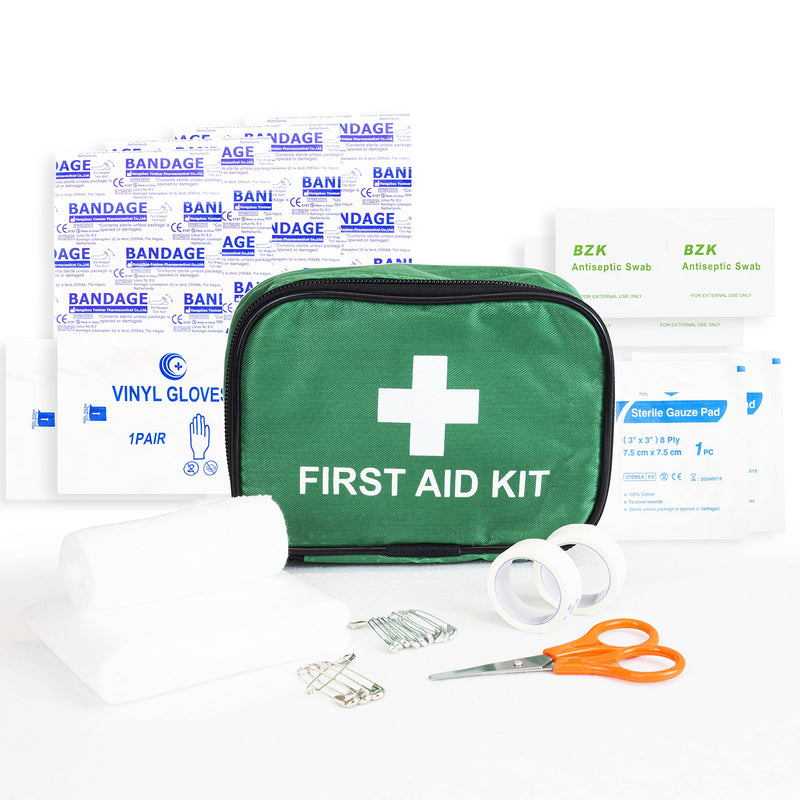 [Australia] - Clay Roberts First Aid Kit, Green, Compact First Aid Kit Bag, Bandages, Dressing Pads, Plasters, Emergency & Medical Supplies, 1st Aid Kit Bag for Travel, Home, Family, Holidays, Cars and Camping 