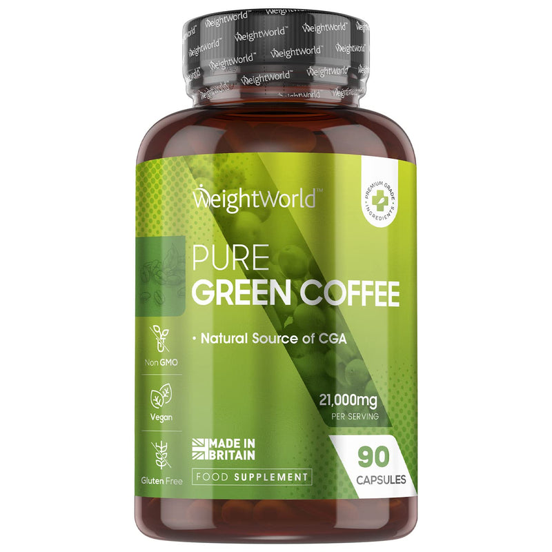 [Australia] - Green Coffee Bean Extract Capsules 21000mg - 90 Unroasted Green Coffee Capsules - Vegan & Natural Caffeine Pills (Not Caffeine Tablet) - Source of Chlorogenic Acid - Green Tea Capsules Alternative 