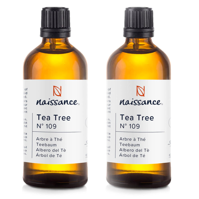 [Australia] - Naissance Tea Tree Essential Oil (No. 109) - 200ml (2 x 100ml) - Pure, Natural, Cruelty Free, Vegan & Undiluted - Use in Diffusers, Aromatherapy & Homemade Formulations 