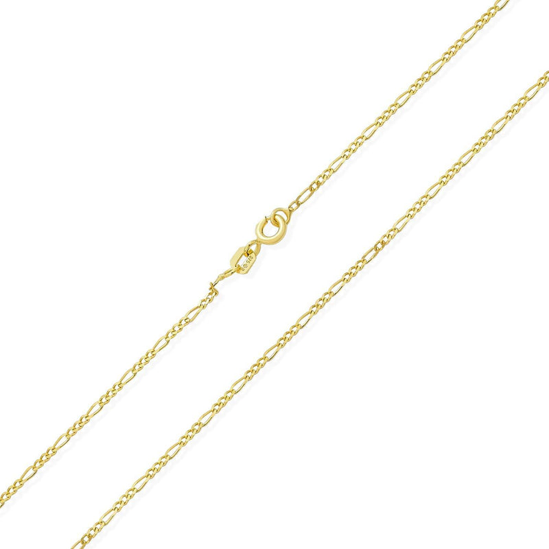 [Australia] - Plain 40 Gauge 14k Gold Plated 925 Sterling Silver Figaro Chain Necklace For Men Women Made In Italy 14 16 18 20 24 Inch 14.0 Inches 