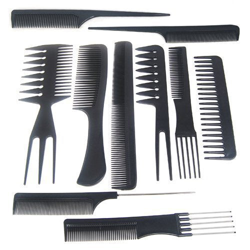 [Australia] - Accessotech 10 Piece Salon Hair Styling Hairdressing Hairdresser Barbers Plastic Combs Set 