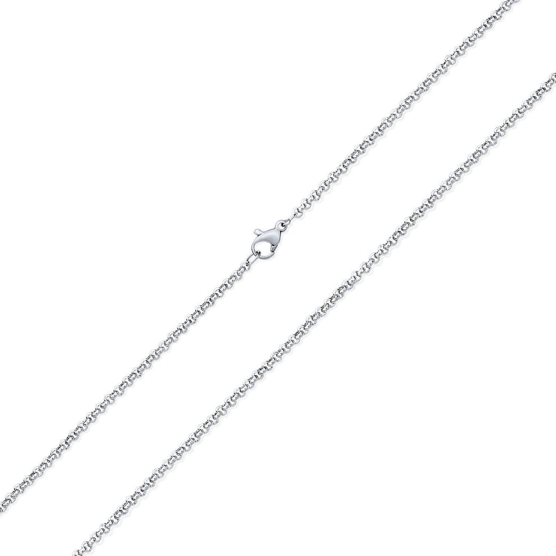 [Australia] - Bling Jewelry Unisex Simple Thin 2.5MM Basic Plain Silver Gold Tone Black Stainless Steel Rolo Cable Chain Necklace for Men for Women 16 18 20 24 Inch Silver-tone 24.0 Inches 