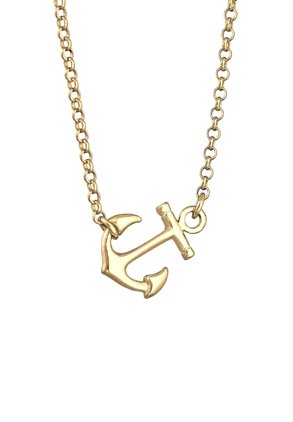 [Australia] - Elli Women's 925 Sterling Silver Anchor Pendant Trend Maritim Sea Necklace Yellow 