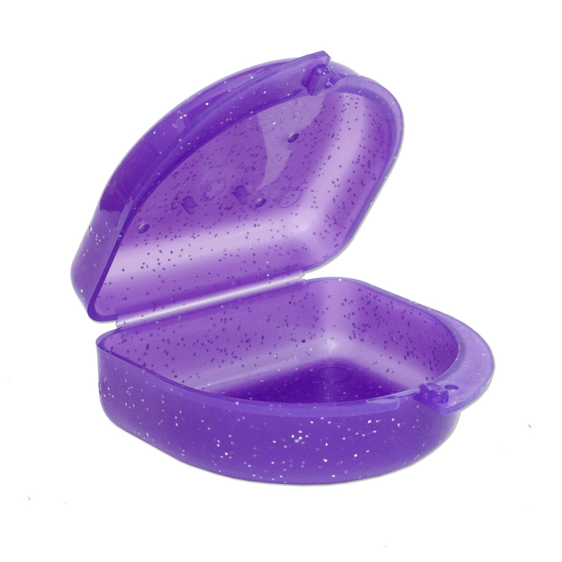 [Australia] - Glitter Gum Shield Case - Mouthguard Box for Ortho Retainers, Sports Dental Appliances, Dentures & More Glitter Purple 
