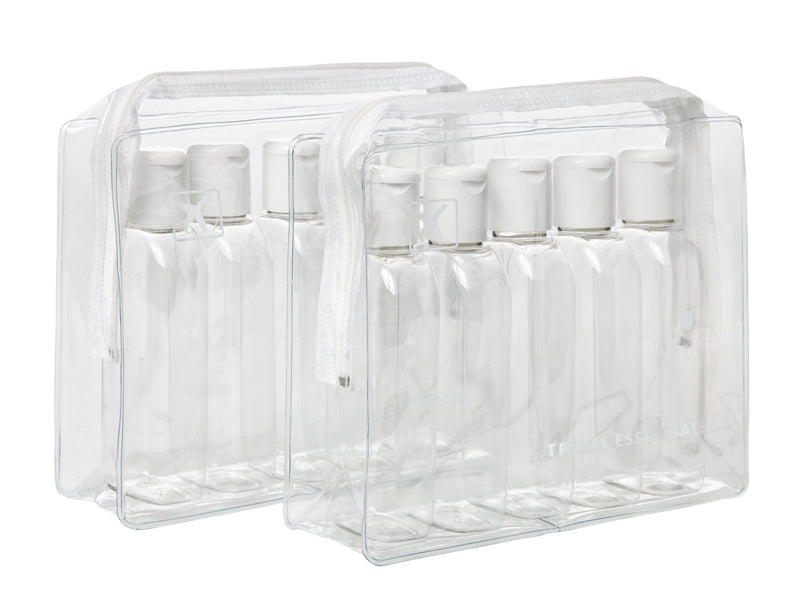 [Australia] - 2 x Holiday Travel Clear Plastic Bottles Packs - 10 x 100 ml Bottles & 2 x Clear Bags 