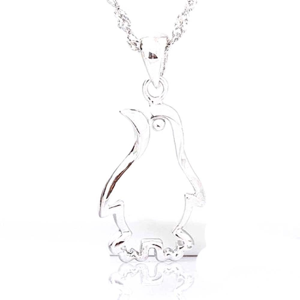 [Australia] - findout Rhodium -Plated 925 Sterling Silver Fashion Simple Penguins. Pendant Necklace（f426） 