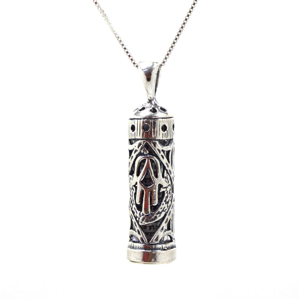 [Australia] - 925 Sterling Silver Traveler’s Prayer Mezuzah Prayer Box Charm Pendant on 50CM Box Chain Necklace - for Men & Women 