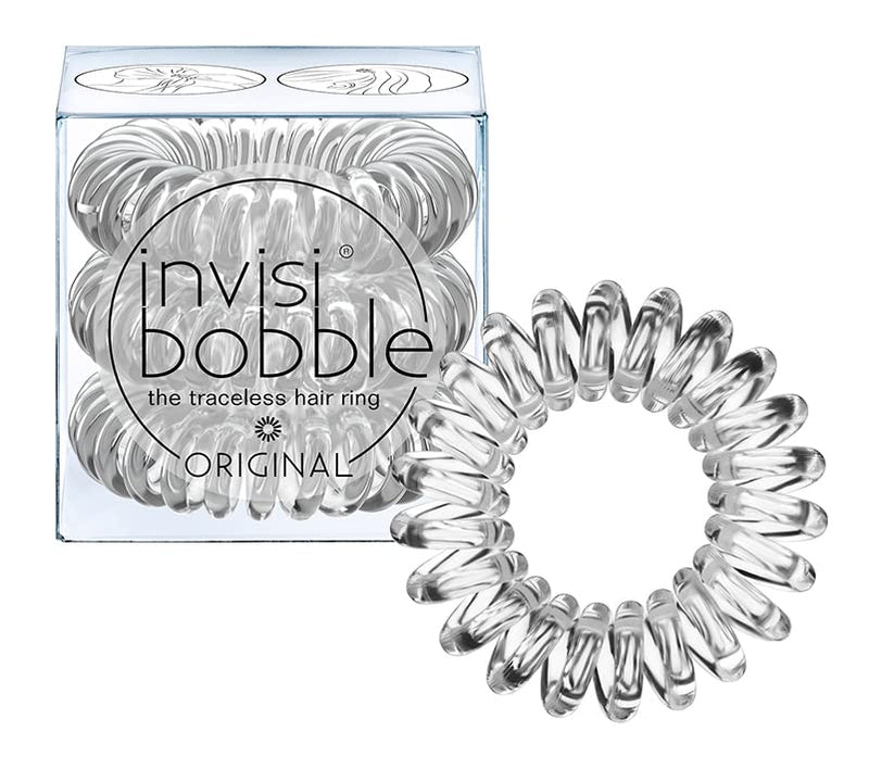 [Australia] - Invisibobble ORIGINAL Hair Ties, Crystal Clear, 3 Pack - Traceless, Strong Hold, Waterproof - Suitable for All Hair Types 