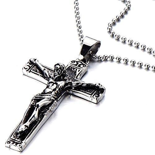 [Australia] - COOLSTEELANDBEYOND Stainless Steel Gothic Crucifix Cross Necklace Pendant Necklace with 30 Inches 