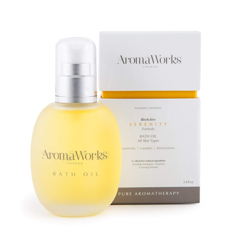[Australia] - AromaWorks - Serenity Bath Oil - Lemongrass - Neroli and Sweet Geranium Aromas - for All Skin Types - Uplifting - Calming - Revitalizing - 6 x BioActive Natural Ingredients - Vegan - 3.4 fl oz/100 ml 