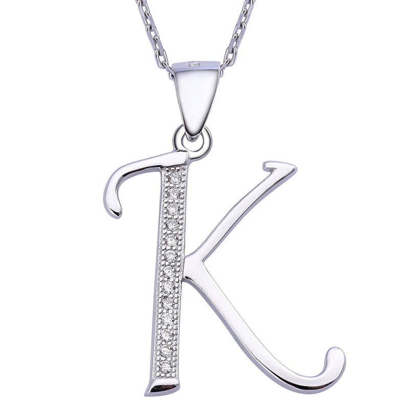 [Australia] - VIKI LYNN Initial Pendant 925 Sterling Silver Letter Necklace with Cubic Zirconia Personalised Gifts for Women Ladies Girls Letter K 