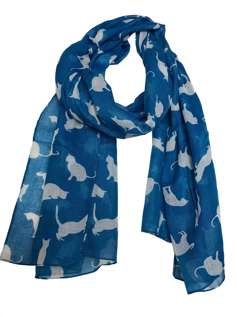 [Australia] - Navy Blue with Yellow Cats Scarf, Beautiful Design, Fantastic for The Animal Lover in us All 
