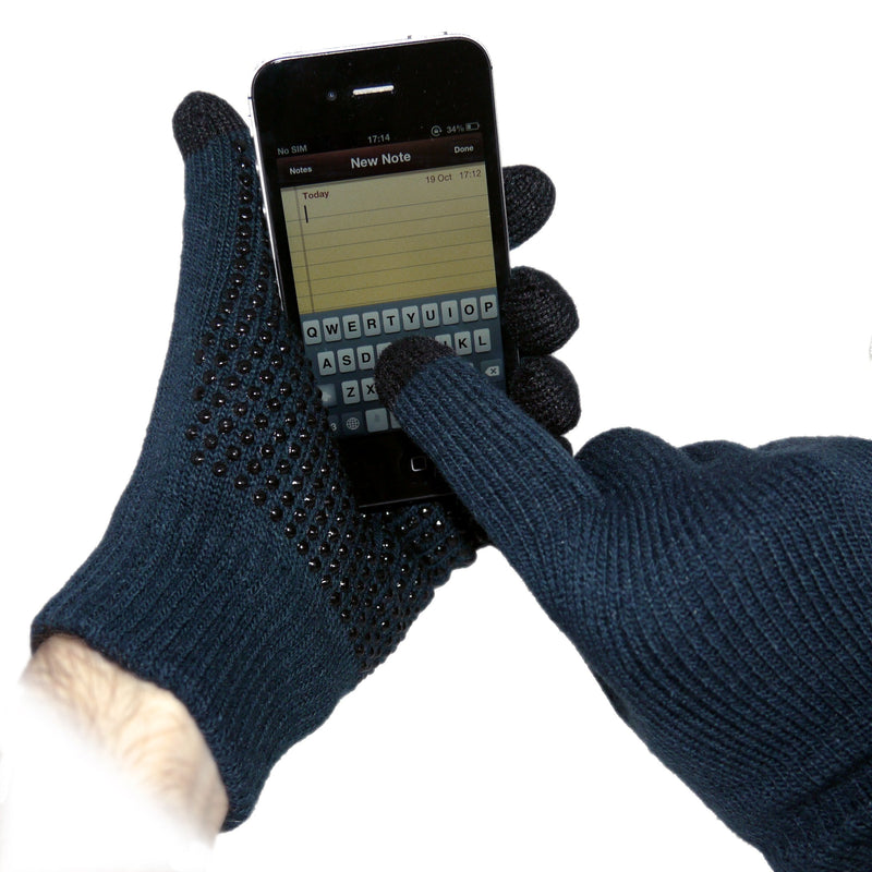 [Australia] - TouchAbility Grip Touchscreen Gloves (Navy Blue, Large) 