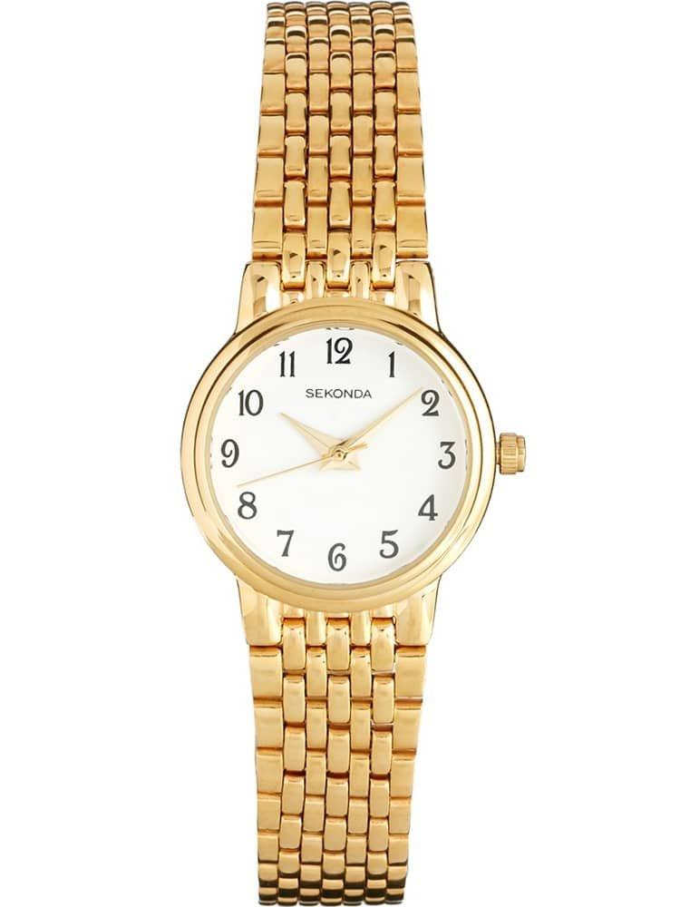 [Australia] - Sekonda Women's Quartz Watch with White Dial Analogue Display and Gold Stainless Steel Bracelet 4090.27 