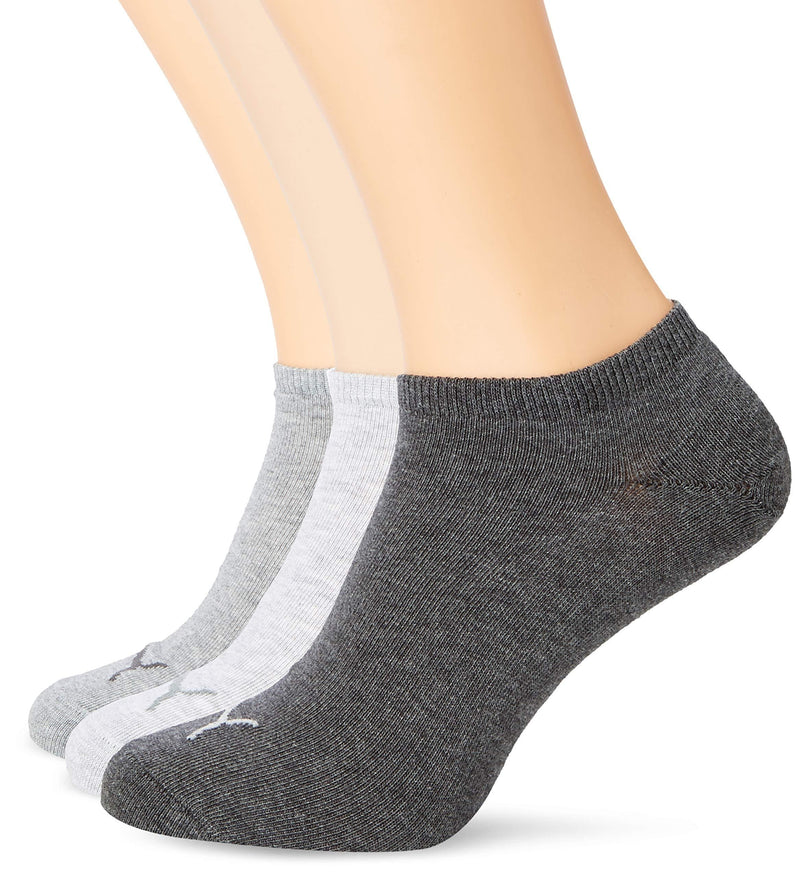 [Australia] - Puma Invisible Sportive Sneaker Sock (3 Pair Pack), Grey , UK 2.5-5 