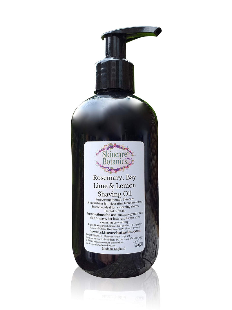 [Australia] - All Natural Shaving Oil with Bay, Rosemary, Lime & Lemon & pure Jojoba - 250 ml. large bottle 