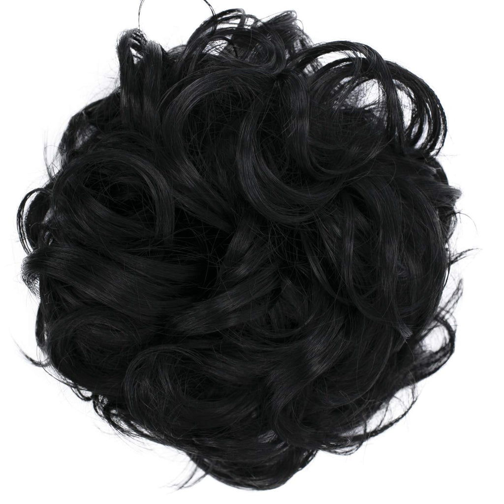 [Australia] - PRETTYSHOP Messy Scrunchie Bun Voluminous Wavy Hairpiece Heat-resistant Synthetic Fibres Black G1A black #1B G1A 