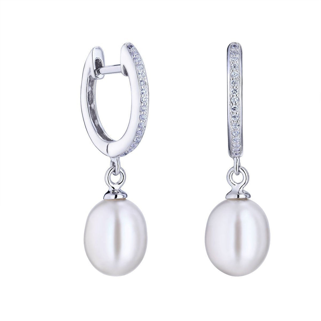 [Australia] - VIKI LYNN Pearl Earrings 8-9mm Cultured Pearl with Cubic Zirconia 925 Sterling Silver 