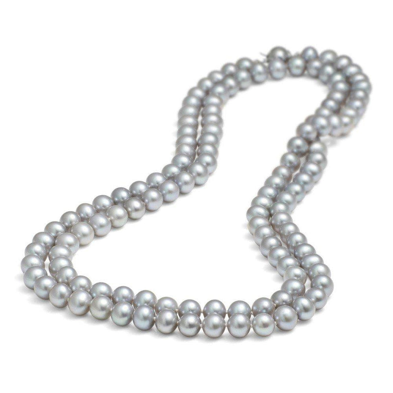 [Australia] - TreasureBay Long rope 8-9mm Round Natural Grey Freshwater Pearl Necklace 120cm 