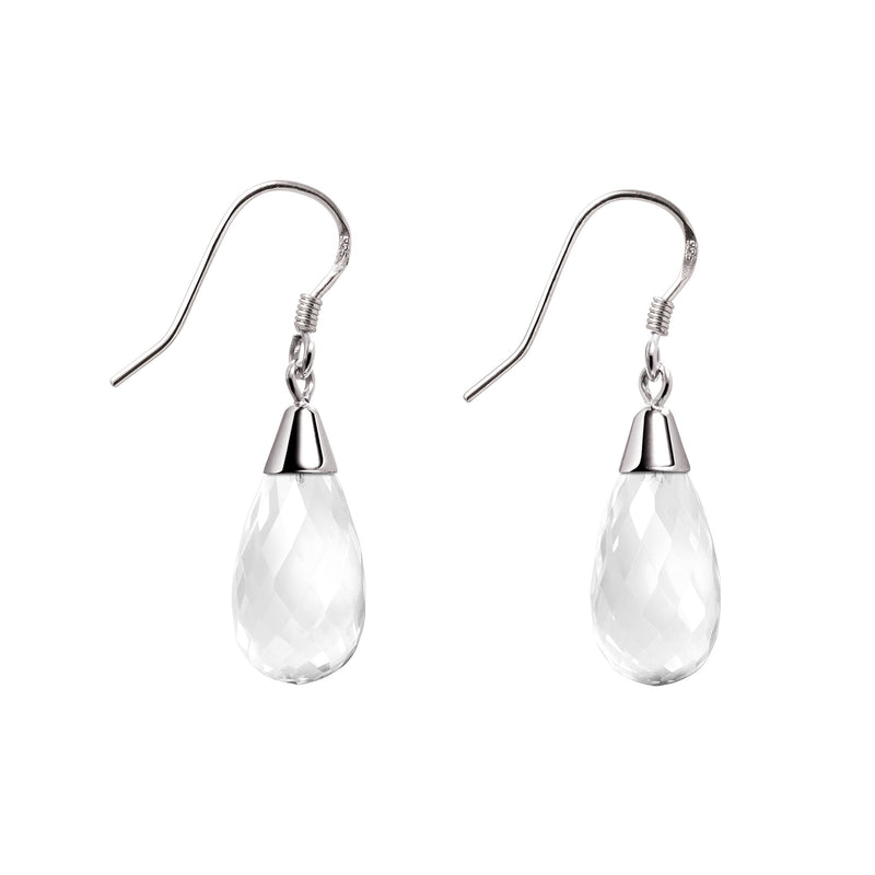 [Australia] - Franki Baker Dainty Natural Facetted Rock Quartz Earrings & 925 Sterling Silver Length 3cm 