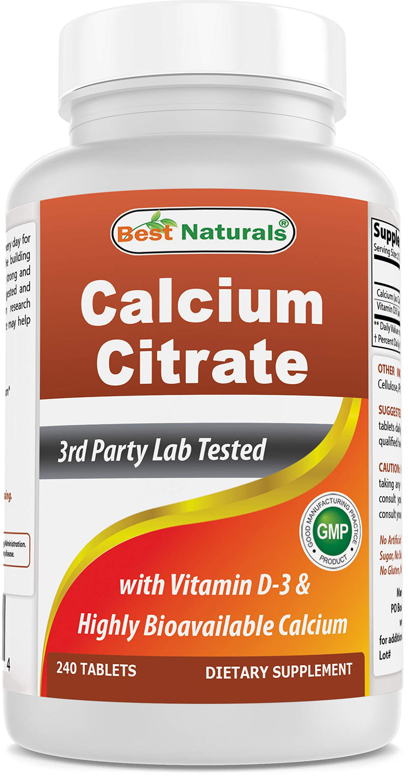 [Australia] - Best Naturals Calcium Citrate with Vitamin D-3 240 Tablets (240 Count (Pack of 1)) 240 Count (Pack of 1) 
