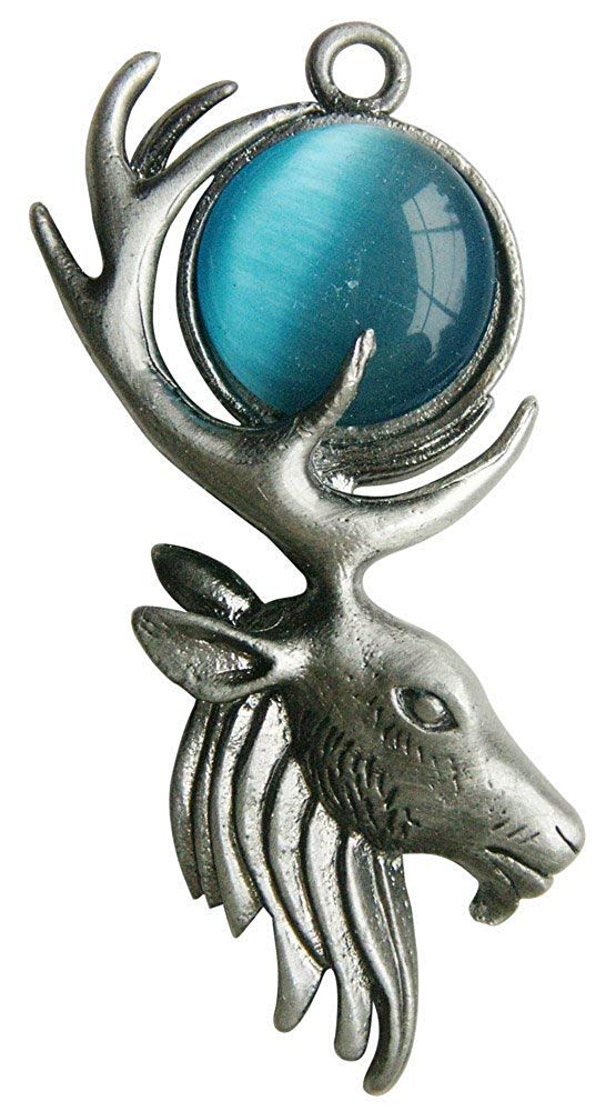 [Australia] - Greenwood Moon Stag - for Mystical Power Charm Collection by Briar - Pendant Necklace in Presentation Pouch on Leather Thong 