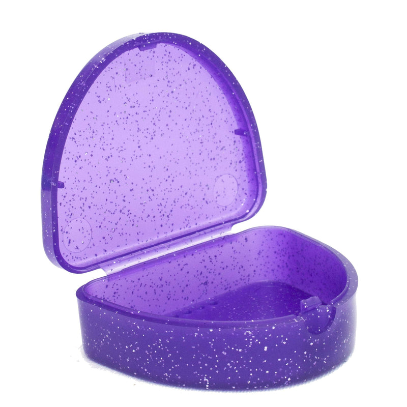 [Australia] - Slim Orthodontic Dental Case - Colour & Glitter Choices for Retainers, Bleaching Trays, Dentures & More (Glitter Purple) Glitter Purple 