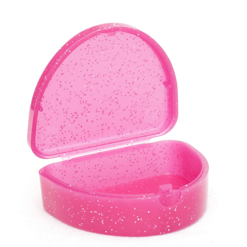 [Australia] - Slim Orthodontic Dental Case - Colour & Glitter Choices for Retainers, Bleaching Trays, Dentures & More (Glitter Pink) Glitter Pink 