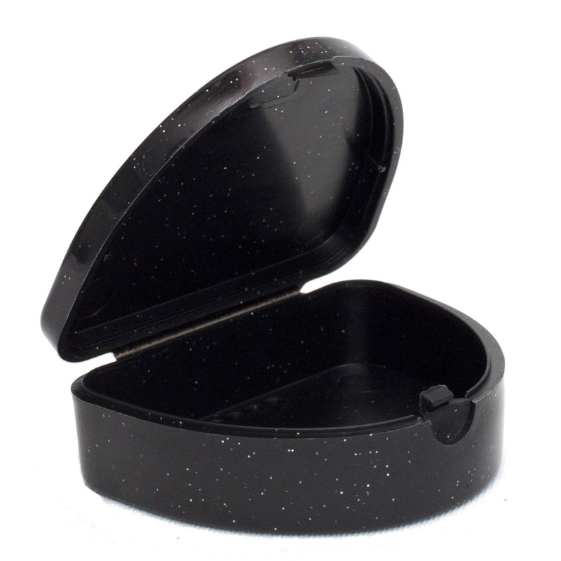 [Australia] - Slim Orthodontic Dental Case - Colour & Glitter Choices for Retainers, Bleaching Trays, Dentures & More (Glitter Black) Glitter Black 