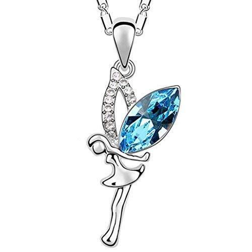 [Australia] - Unendlich U Infinite U Austrian Crystal Silver Plated Elf Angel Pendant Necklace for Women/Girls/Teenagers 