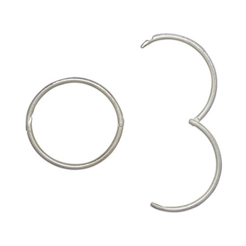 [Australia] - 16MM Sterling Silver Round Hoop Earrings for Women Ladies Girls - Solid 925 Sterling Silver - Plain & Simple Polished Fine Circle Endless Half-Hinged Hoops 