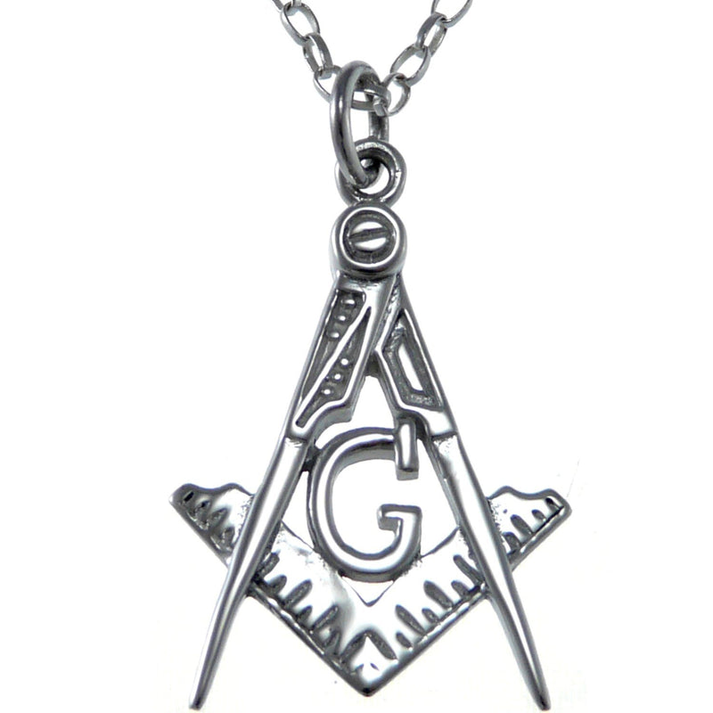 [Australia] - Sterling Silver Masonic Freemason Pendant Necklace With 18" Chain 