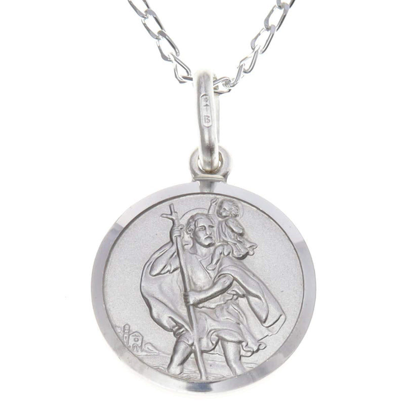 [Australia] - Small Sterling Silver St Christopher Pendant with 18" Chain and Jewellery Gift Box 