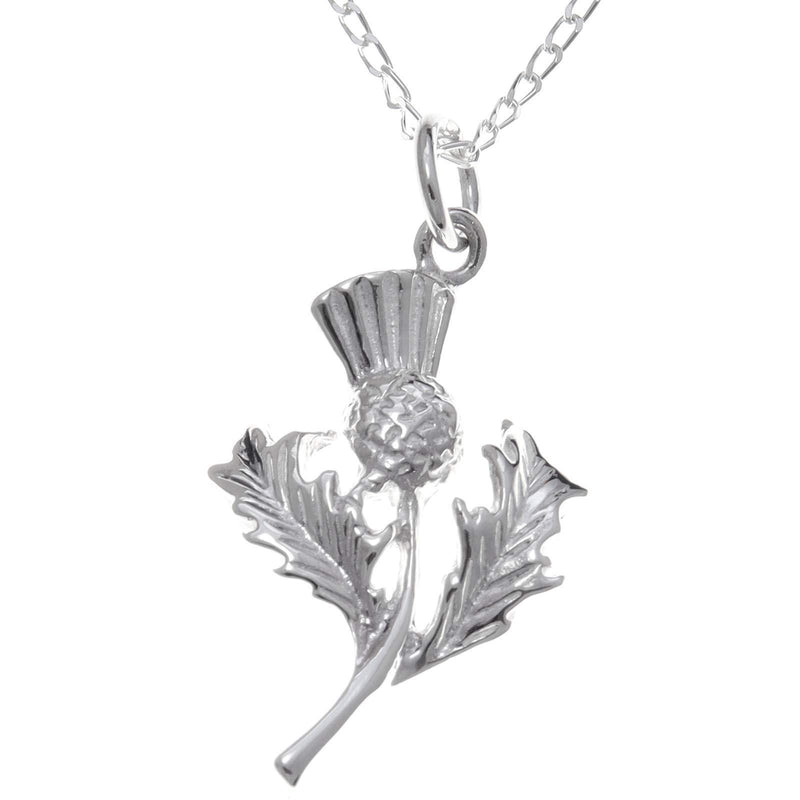 [Australia] - Sterling Silver Thistle Pendant necklace - Scottish Necklace with 18" Chain and jewellery gift box 