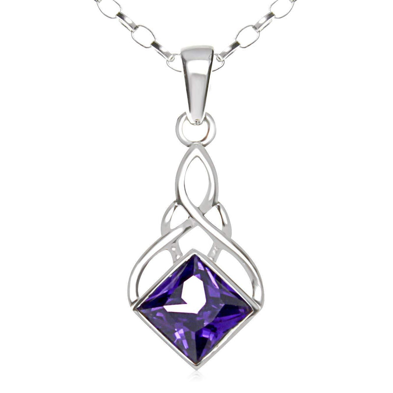 [Australia] - Alexander Castle Sterling Silver and Amethyst Celtic Pendant Necklace with 18" Chain and gift box. Great woman's gift for Christmas or Birthday's 