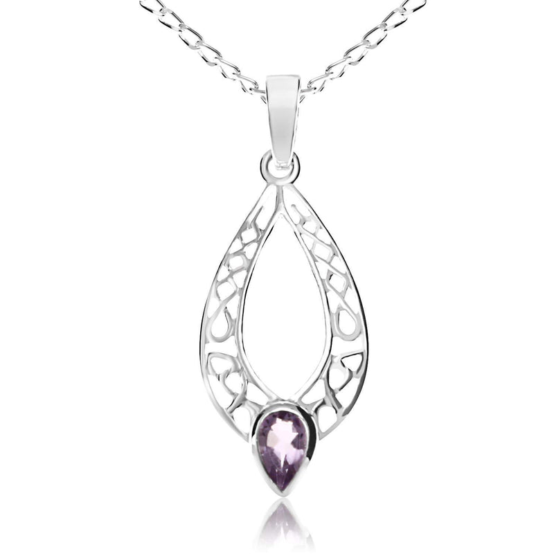 [Australia] - Alexander Castle Sterling Silver and Amethyst Celtic Pendant Necklace with 18" Chain and gift box. Great woman's gift for Christmas or Birthday's 
