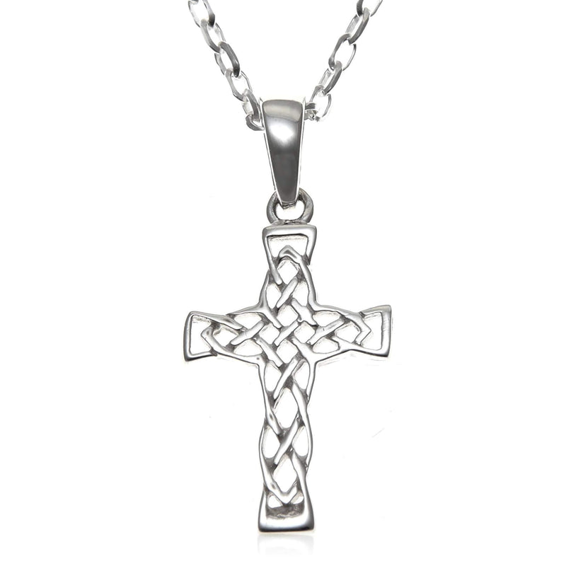 [Australia] - Sterling Silver Celtic Cross Pendant with 18" Silver Chain and Jewellery Gift Box 