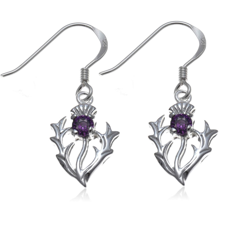 [Australia] - Sterling Silver Amethyst Thistle Earrings 