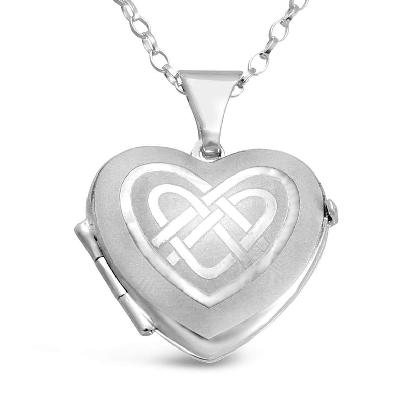 [Australia] - Sterling Silver Celtic Heart Locket Pendant Necklace with 18" Silver Chain & Jewellery Gift Box 