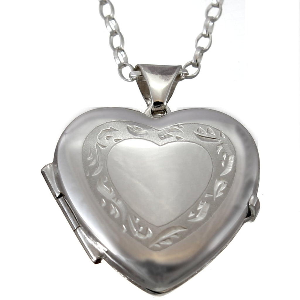 [Australia] - Sterling Silver Heart Locket Pendant Necklace and 18" Silver Chain - Comes in Jewellery Gift Box 