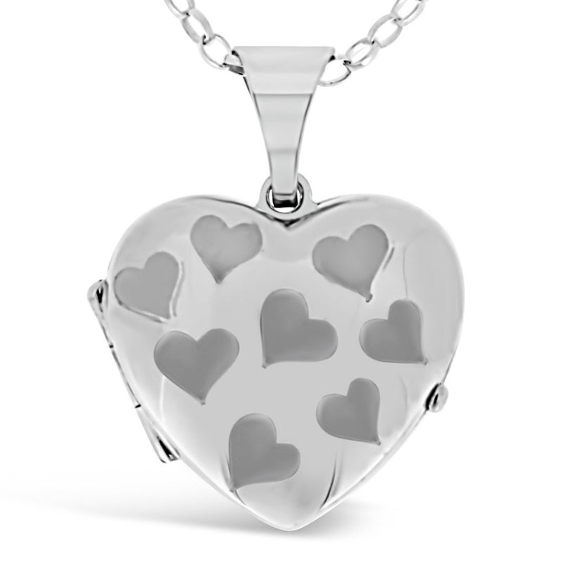 [Australia] - Sterling Silver Heart Locket with 2 photo windows, 18" Chain & Jewellery Gift Box 