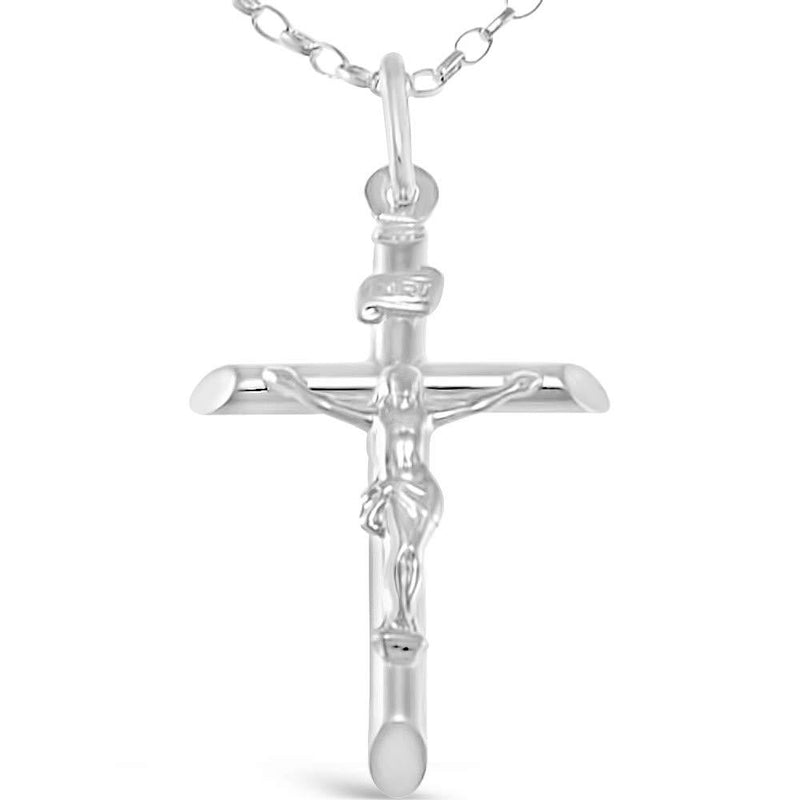 [Australia] - Sterling Silver Crucifix Cross Pendant Necklace With 18" Silver Chain & Jewellery Gift Box 