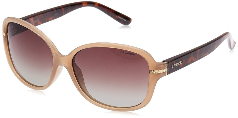 [Australia] - Polaroid women's P8419 Rectangular Sunglasses Beige/Brown Faded Polarized 