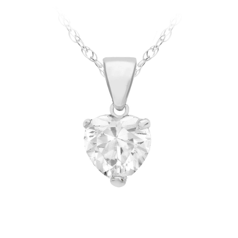 [Australia] - Tuscany Silver Sterling Silver Women's Cubic Zirconia Heart Pendant on Prince of Wales Chain Necklace 46cm/18" 