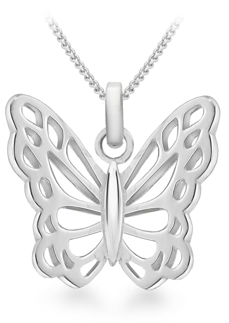 [Australia] - Tuscany Silver Sterling Silver Cut Out Butterfly Pendant on Chain Necklace of 46cm/18" 