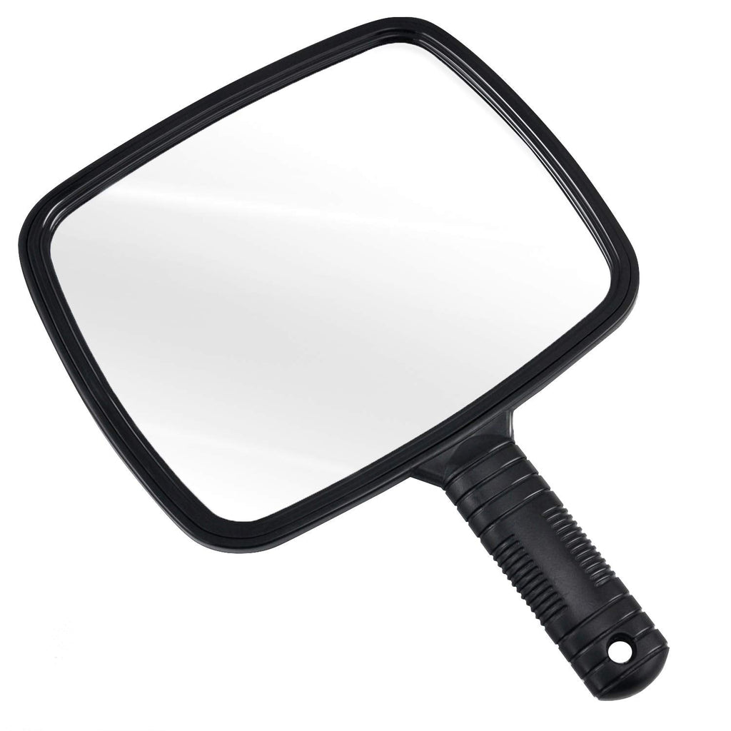 [Australia] - TRIXES Hand Mirror - Salon Hairdresser Hand Held Mirror - for Hairdressing and Beauty - for Professional Barbers and Hairdressers - Black Handheld Hairdressing Mirror - Wide Angle - 20 x 17.5cm 