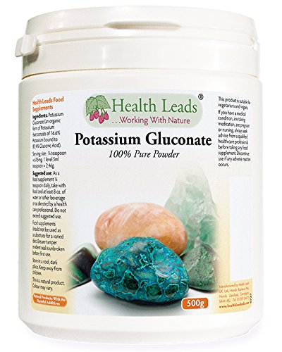 [Australia] - Potassium Gluconate Powder 500g | Magnesium Stearate Free & No additives or fillers | Potassium contributes to Normal Muscle Function | Non GMO | Vegan | Produced in Wales 