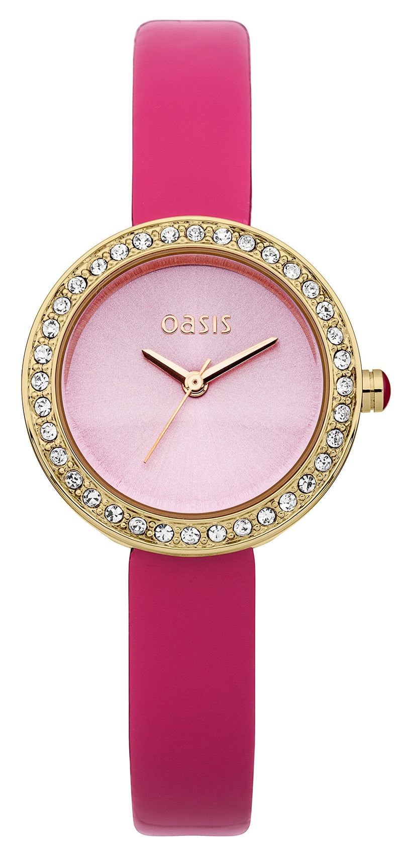 [Australia] - Oasis Women's Quartz Watch with Pink Dial Analogue Display and Pink PU Strap B1454 