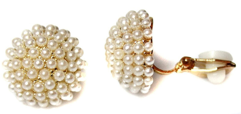 [Australia] - Classic Gold Tone Round Half Ball Pearl Girls Womans CLIP ON Earrings Studs 