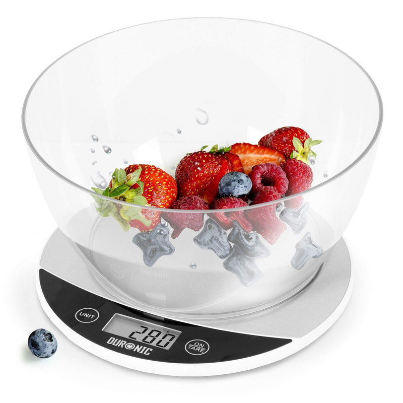 [Australia] - Duronic Kitchen Scales with Bowl KS300 for Baking Postal Parcel Weigh | Design with 1.5L Bowl | 5kg Capacity | Tare | 1g Precision 